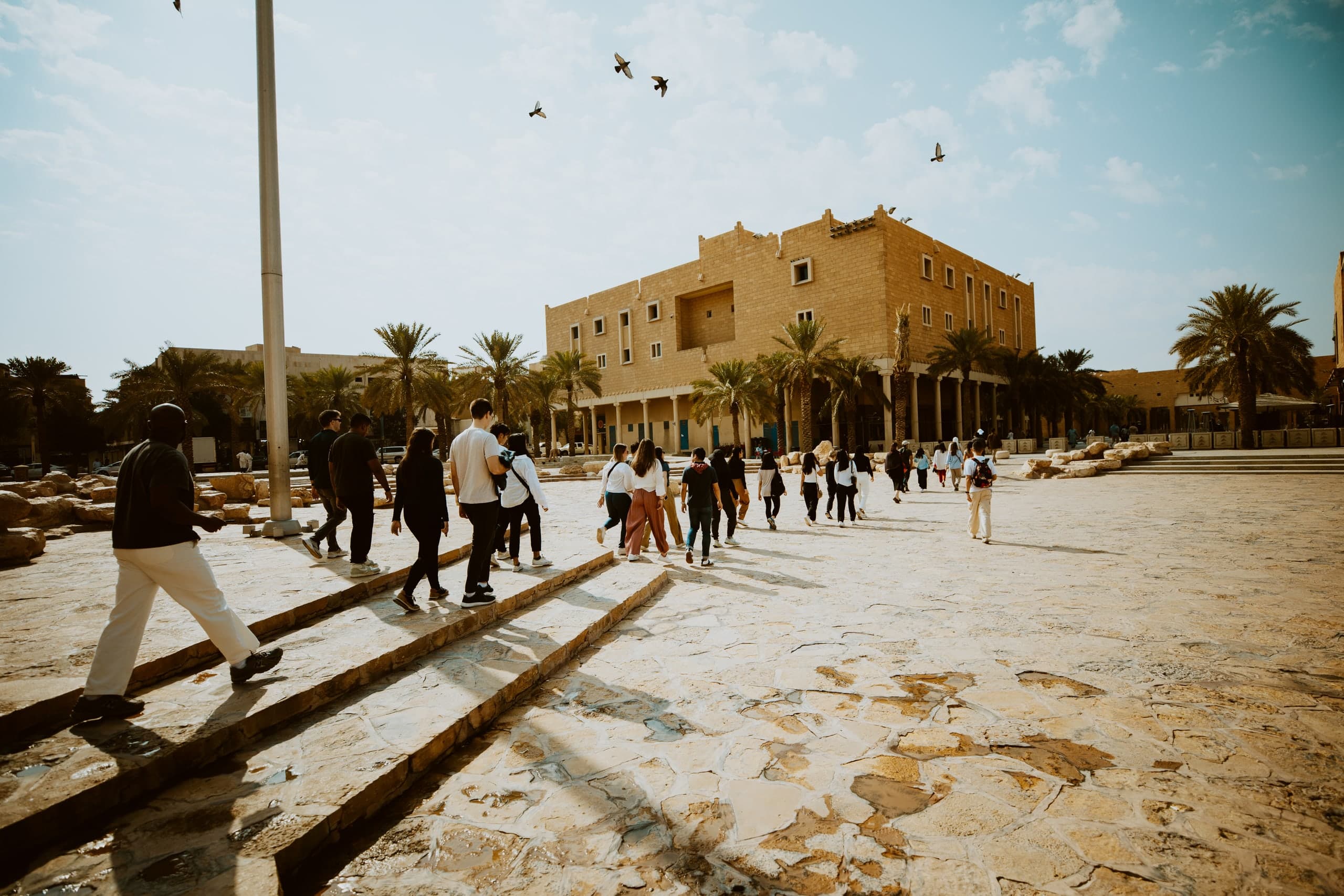 Students exploring historical landmarks in Riyadh